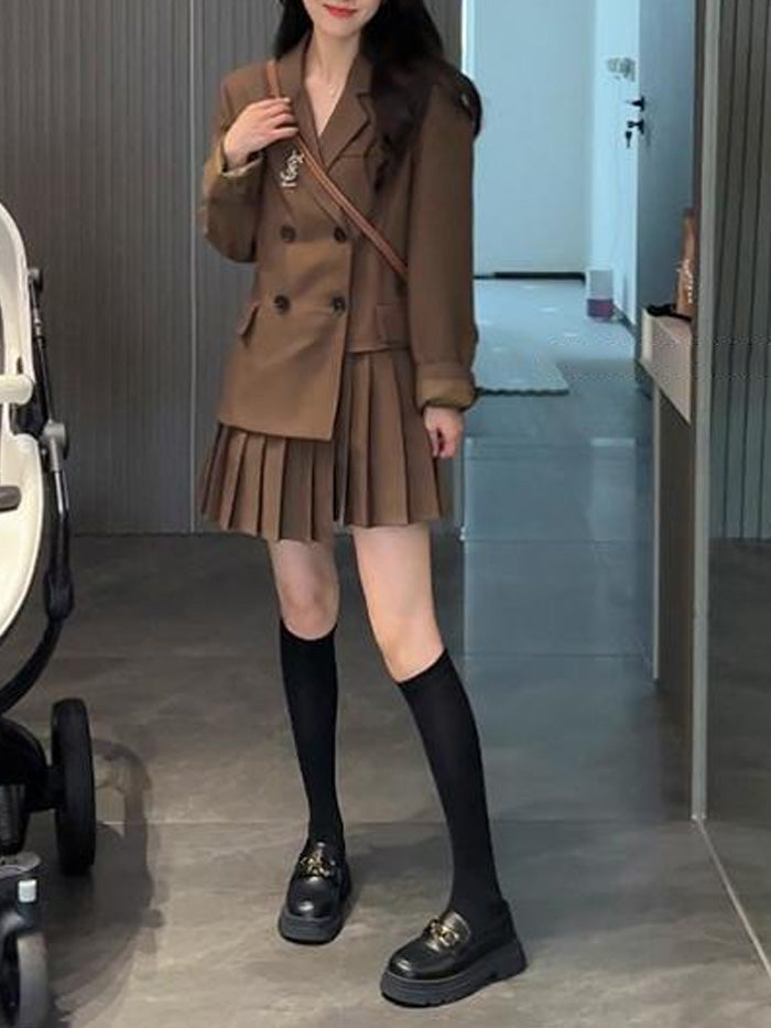 VERILADY |【予約販売】韓国っぽセットアップ ジャケット + プリーツスカート2点セットアップ
