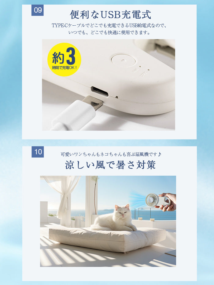 VERILADY| 冷却機能付きハンディファン 携帯型小型扇風機