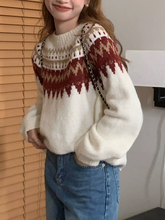 VERILADY |クリスマス風ノルディック柄ニットトップス セーター