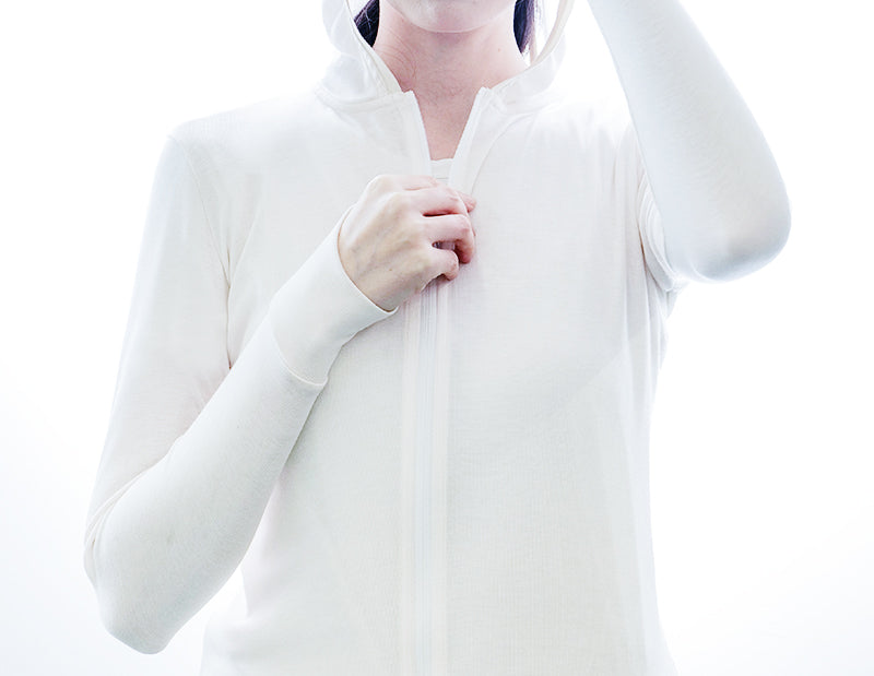 シルク入り UVカット パーカー 女性用 超軽量 136g UPF50+ 日焼け防止