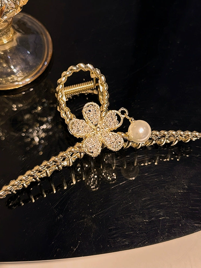 VERILADY |フラワーパールバンスクリップ 髪留め ヘアクリップ 髪飾り