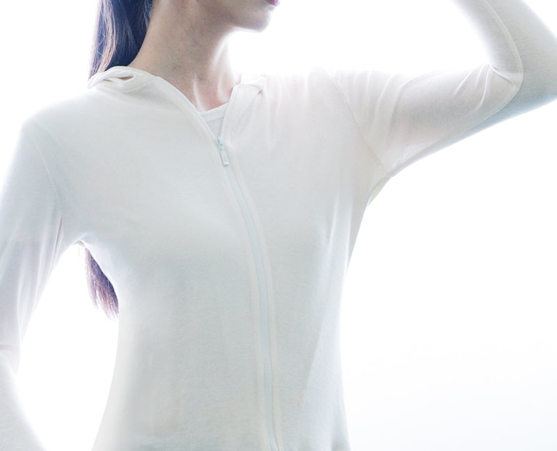 シルク入り UVカット パーカー 女性用 超軽量 136g UPF50+ 日焼け防止