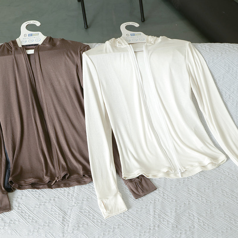 シルク入り UVカット パーカー 女性用 超軽量 136g UPF50+ 日焼け防止