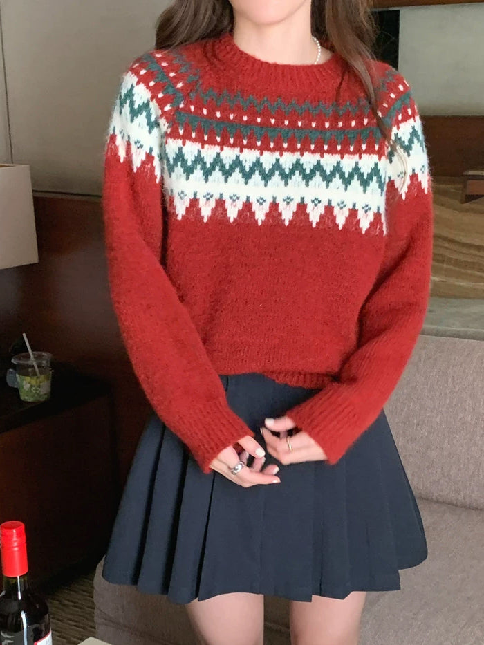 VERILADY |クリスマス風ノルディック柄ニットトップス セーター