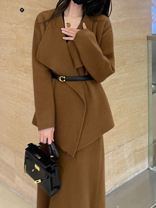 VERILADY |【予約販売】ショールカラージャケット&ロングスカート 2点セットアップ(ベルト別売り)