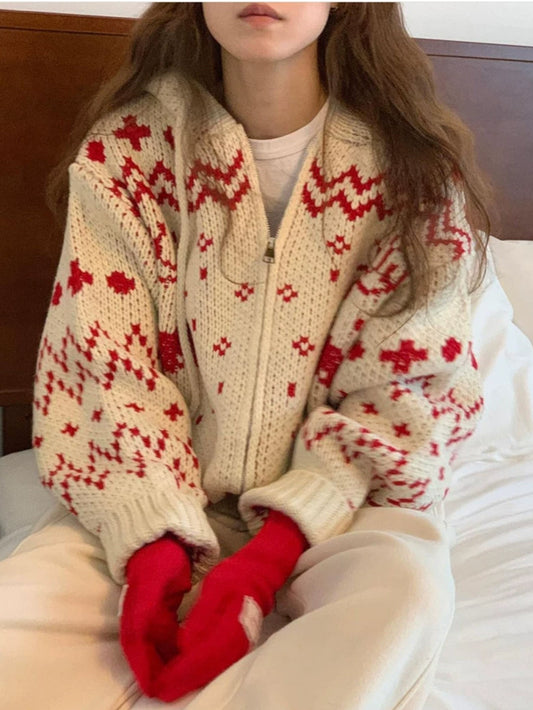 VERILADY |クリスマスフード付きニットプルオーバーセーター