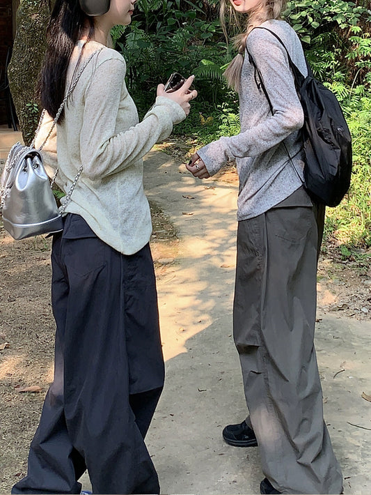 VERILADY |程よい透け感長袖トップス&ワイドパンツ2点セットアップ 日焼け対策