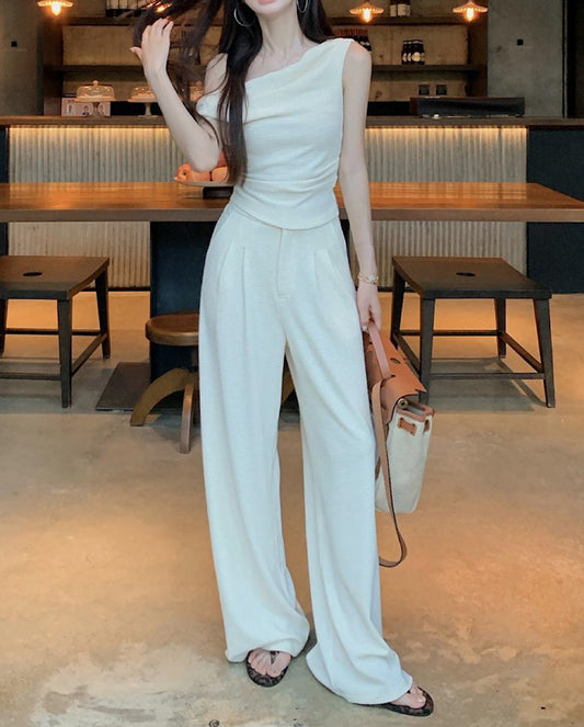 VERILADY |オフショルTシャツ+ロングパンツ 2点セットアップ