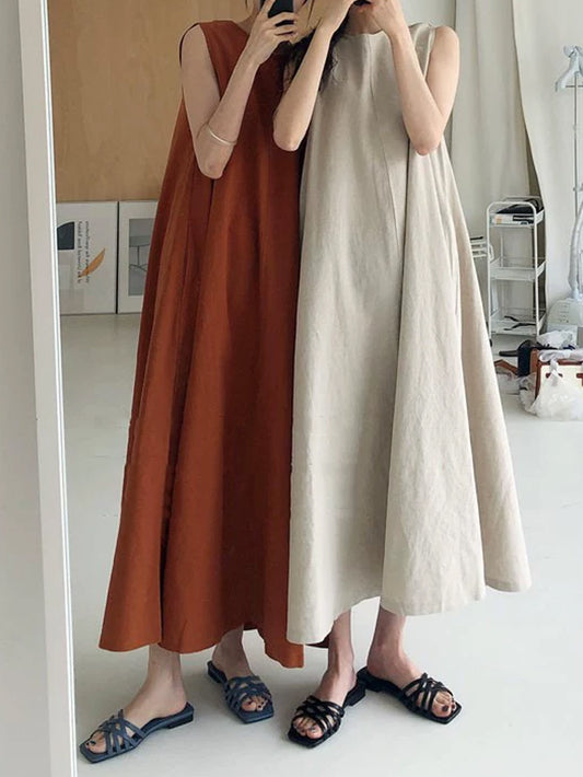 VERILADY |リネン混ルーズシルエットノースリーブワンピ