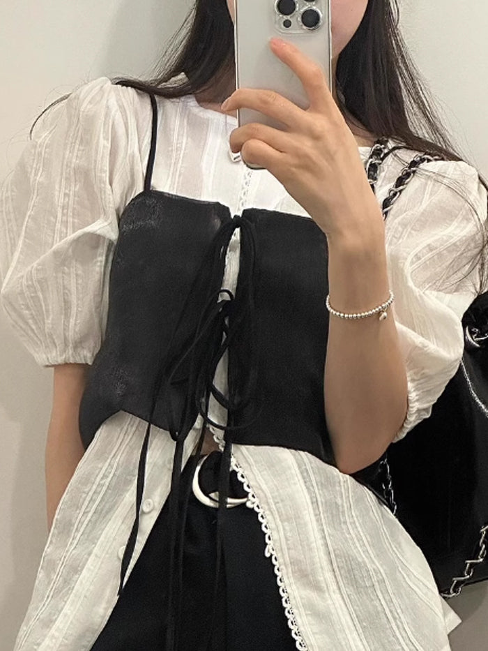 VERILADY |2WAY透け感シフォンレイヤードビスチェ