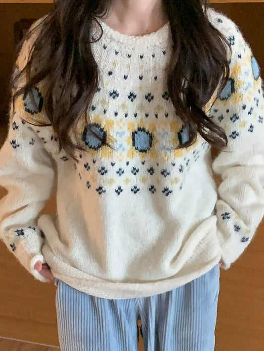 VERILADY | ラグランノルディック柄セーター ニットプルオーバー