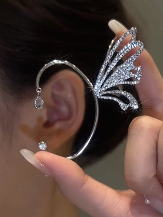 VERILADY |蝶々片翼デザインイヤーアクセサリー イヤーカフ 耳掛 クリップ ピアス イヤリング