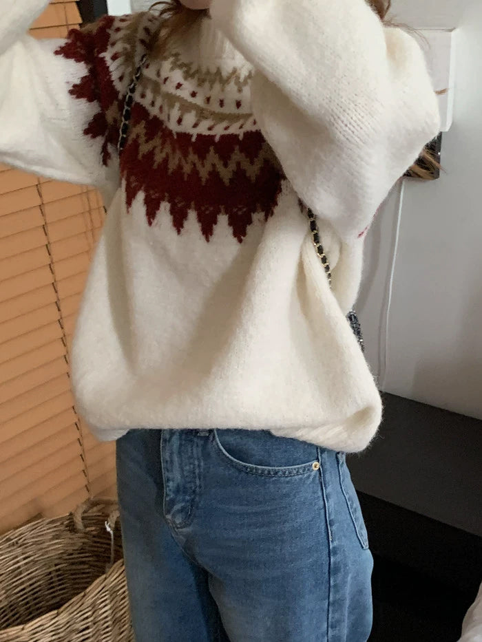VERILADY |クリスマス風ノルディック柄ニットトップス セーター