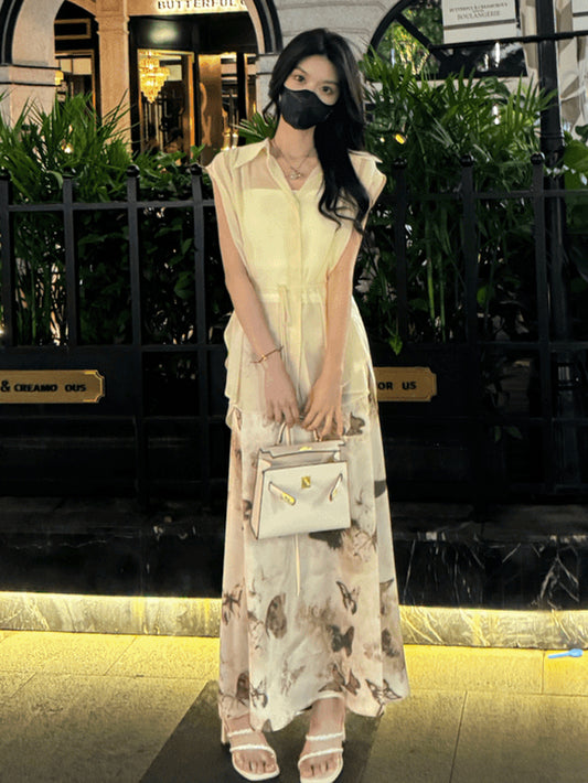 VERILADY |(予約販売)シアートップス&ロングスカート2点セットアップ