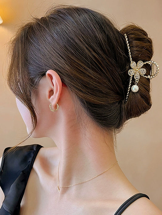 VERILADY |フラワーパールバンスクリップ 髪留め ヘアクリップ 髪飾り