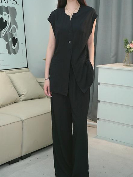 VERILADY |ボタンシャツ&ワイドパンツ2点セットアップ