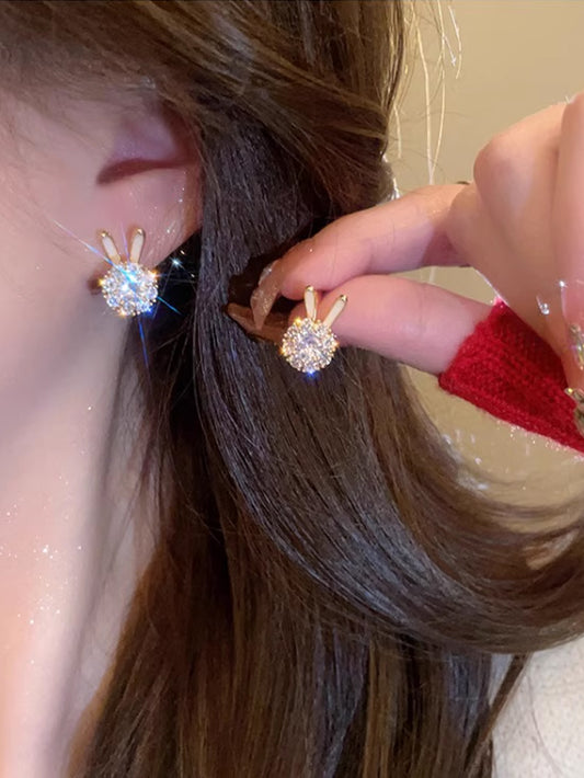 VERILADY | ぐるぐる回るうさぎ きらきらおしゃれピアス アクセサリー イヤリング