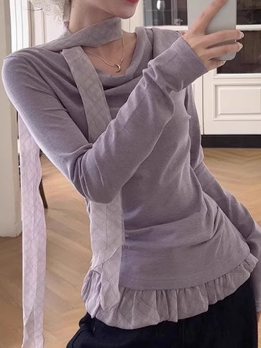 VERILADY |タイ付きフェイクレイヤードニット