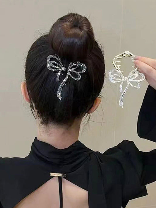 VERILADY |クリスタルリボンモチーフバンスクリップ 髪留め ヘアクリップ 髪飾り