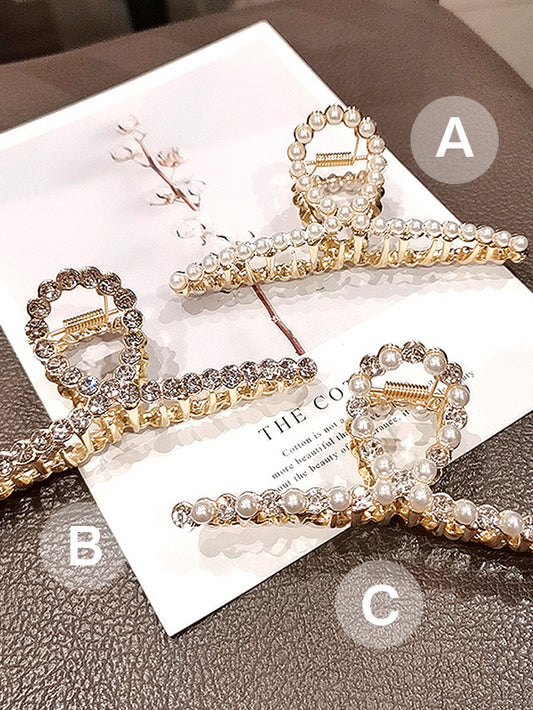 VERILADY |パールクリスタルバンスクリップ 髪留め ヘアクリップ 髪飾り