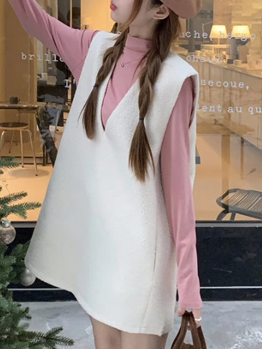 VERILADY |Vネックノースリーブニットキャミワンピース ジャンスカ