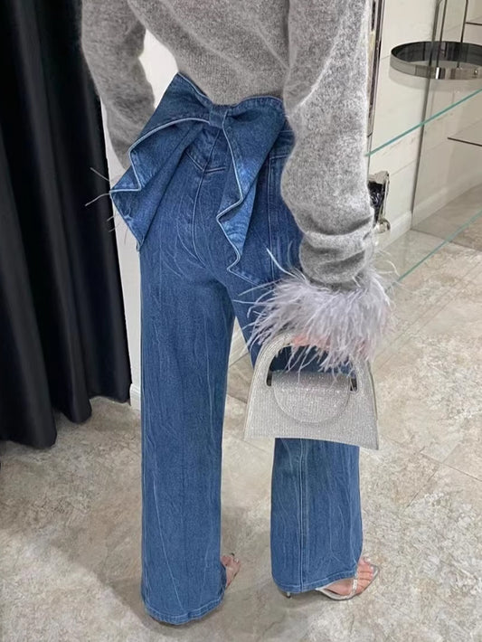 VERILADY |ウエストバックリボンデニムパンツ ジーンズ