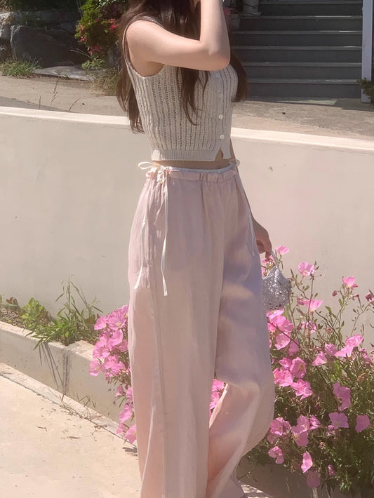 VERILADY |サイドリボンデザインフェイクレイヤードワイドパンツ