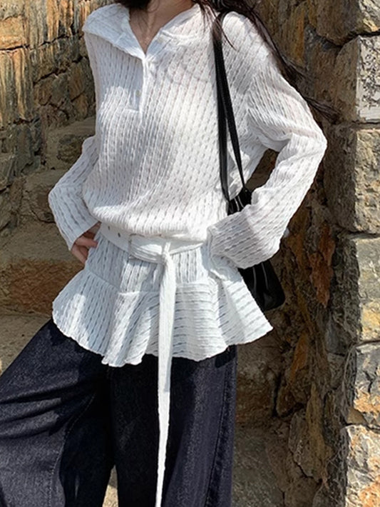 VERILADY |フード付き透かし編みニットトップス