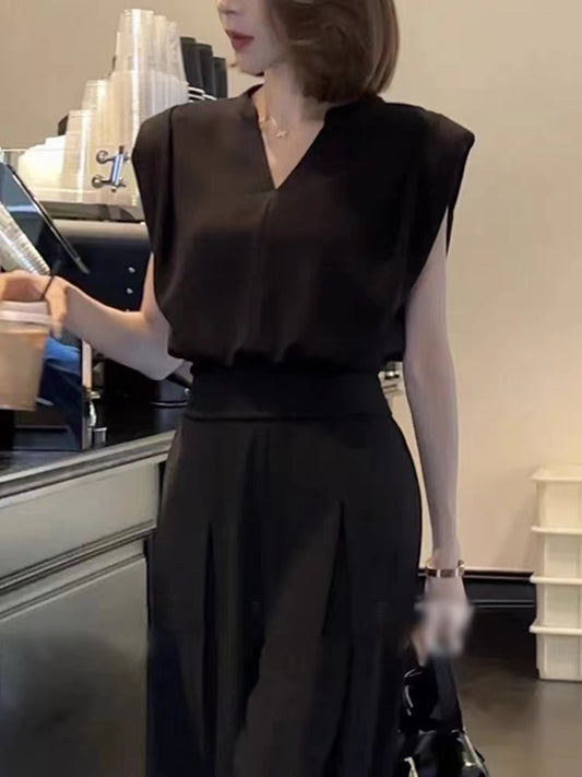 VERILADY |Vネックトップス&ワイドパンツ2点セットアップ