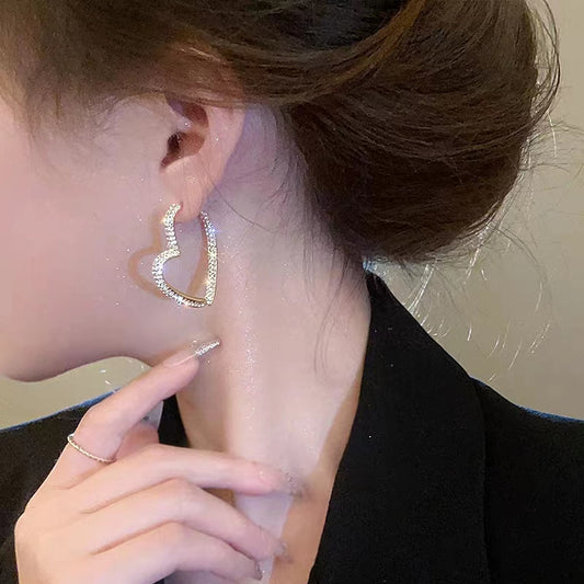 VERILADY | ハートデザインきらきらおしゃれピアス アクセサリー イヤリング イヤーカフ 耳掛 クリップ