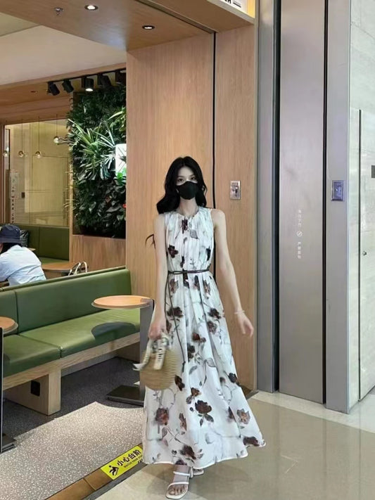 VERILADY |(予約販売)ノースリーブ花プリントマキシワンピース(期間限定ベルトおまけ付き)