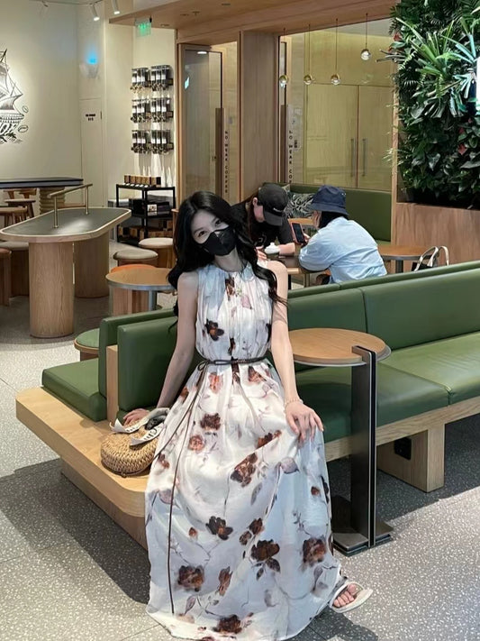 VERILADY |(予約販売)ノースリーブ花プリントマキシワンピース(期間限定ベルトおまけ付き)