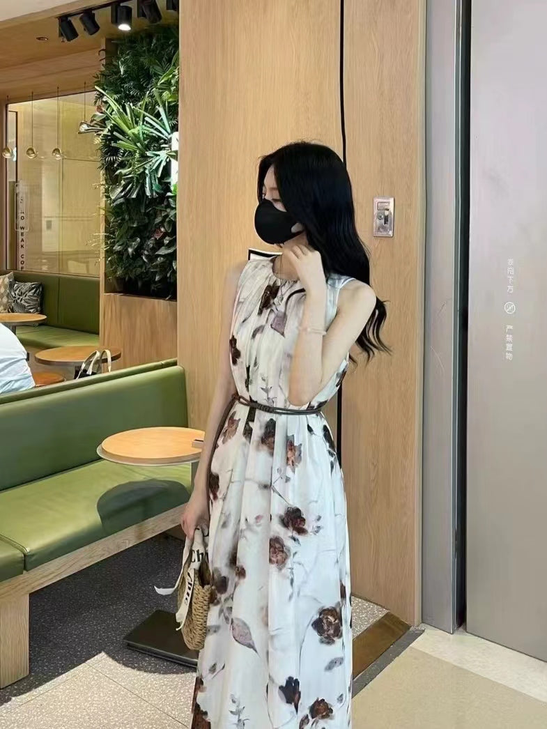 VERILADY |(予約販売)ノースリーブ花プリントマキシワンピース(期間限定ベルトおまけ付き)