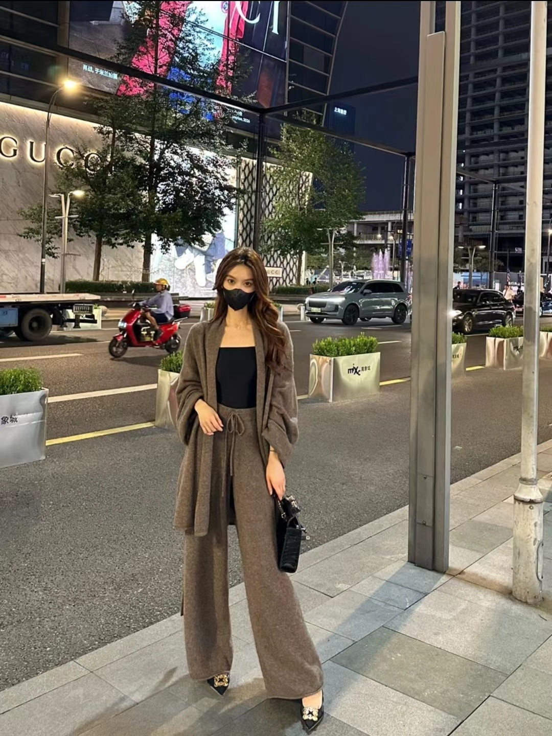 VERILADY |(予約販売)キャミソール&ロングカーディガン&パンツ3点セットアップ