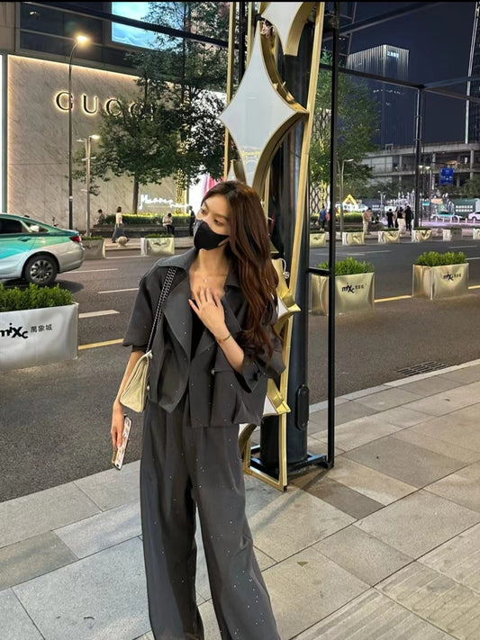 VERILADY |(予約販売)キラキララメ柄ジャケット&パンツ&キャミソール3点セットアップ