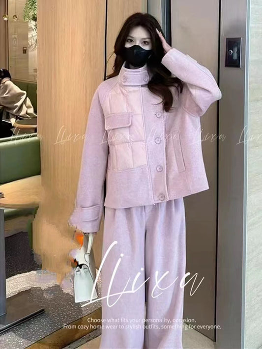 VERILADY |(予約販売)異素材デザインダウンコート&ロングパンツ2点セットアップ