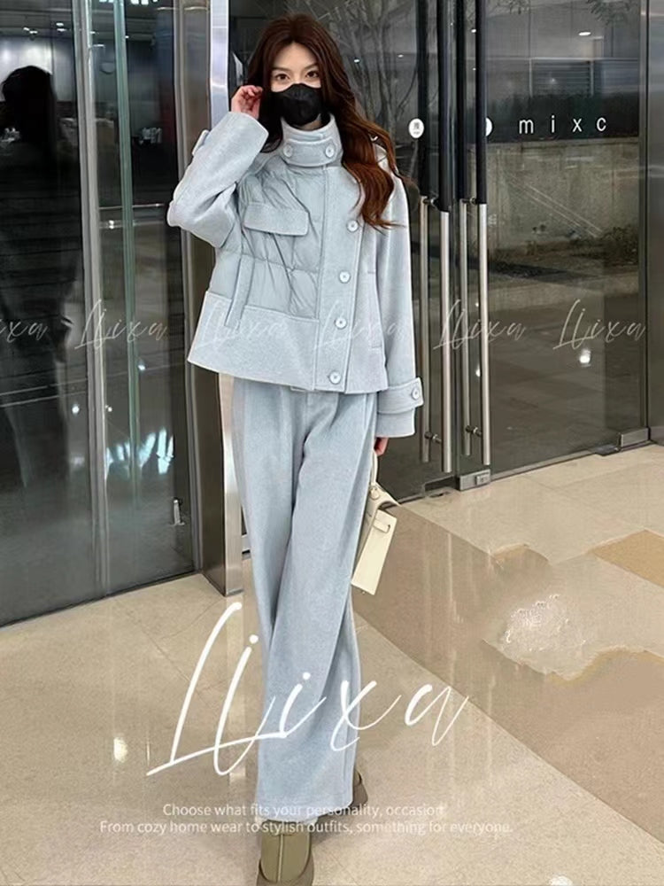 VERILADY |(予約販売)異素材デザインダウンコート&ロングパンツ2点セットアップ