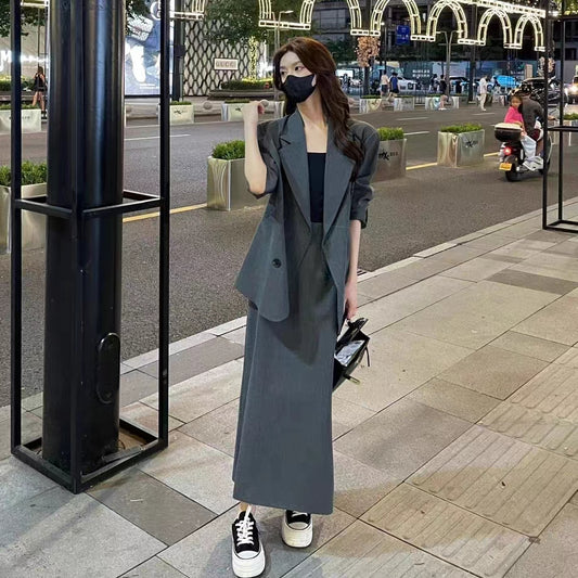 VERILADY |【予約販売】ボタンテーラードジャケット&バックスリットスカート2点セットアップ