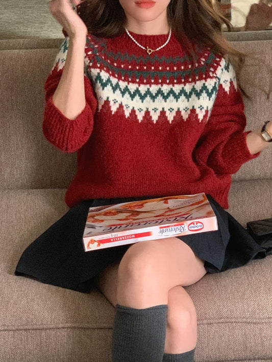 VERILADY |クリスマス風ノルディック柄ニットトップス セーター