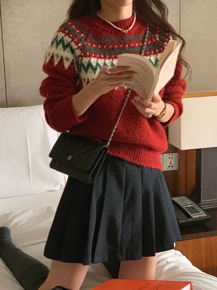 VERILADY |クリスマス風ノルディック柄ニットトップス セーター