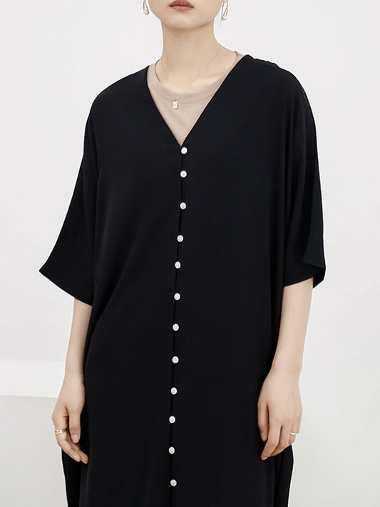 VERILADY |Vネックボタンロングワンピース