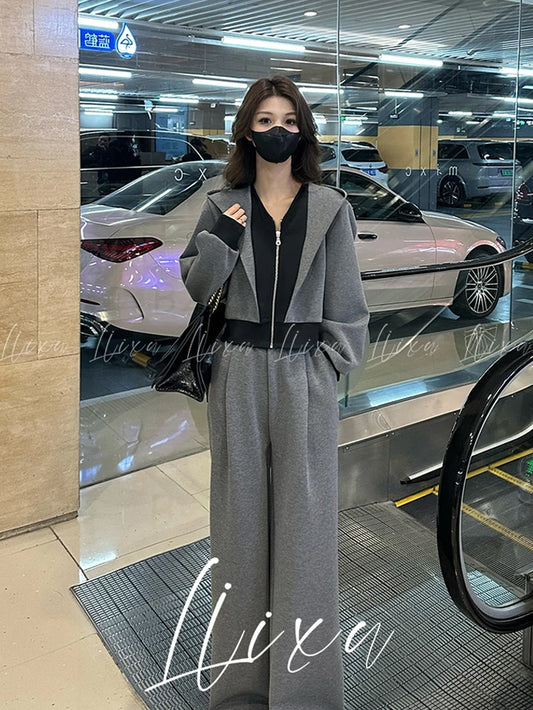 VERILADY |(予約販売)フェイクレイヤードカーディガン&ロングパンツ2点セットアップ