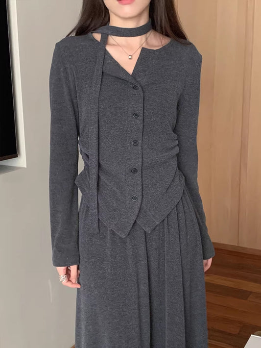 VERILADY |ボタンカーディガン&スカート2点セットアップ