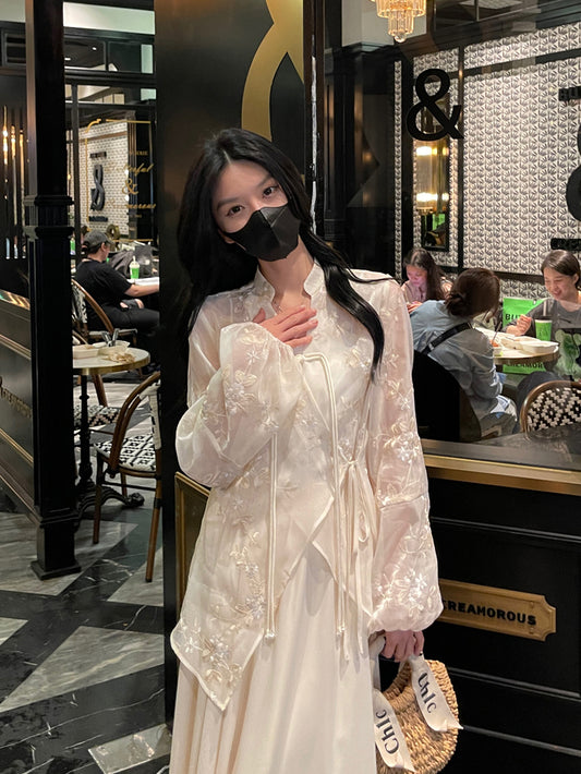 VERILADY |チャイナ風刺繍トップス&ロングスカート2点セットアップ