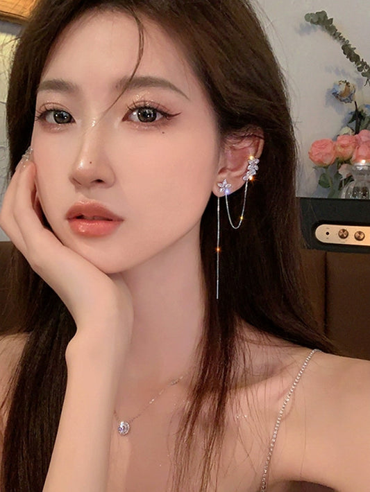 VERILADY |花フラワーデザインイヤーアクセサリー イヤーカフ 耳掛 クリップ ピアス イヤリング