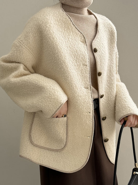 VERILADY |バイカラーパイピングファージャケット ボアジャケット