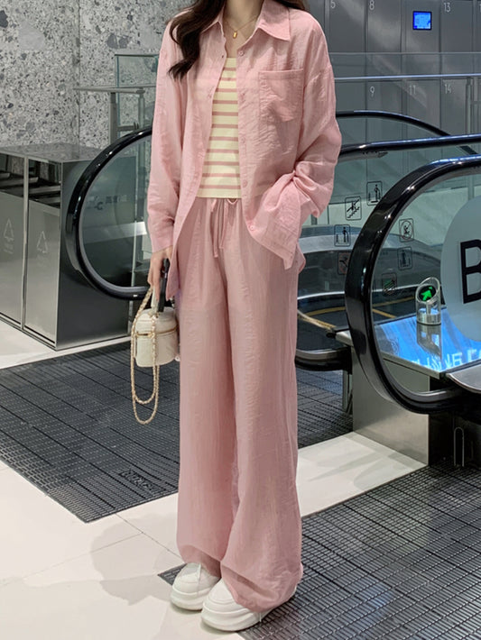 VERILADY |シアーシャツカーディガン&ワイドパンツ2点セットアップ 日焼け対策