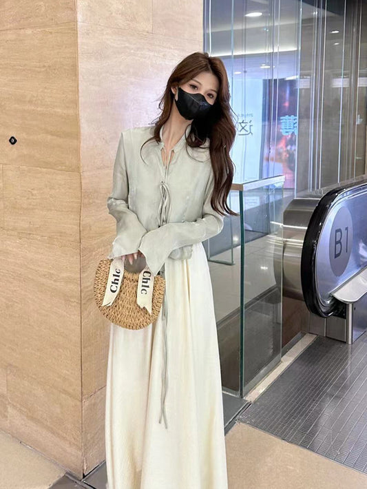 VERILADY |(予約販売)チャイナ風カーディガン&ロングスカート2点セットアップ