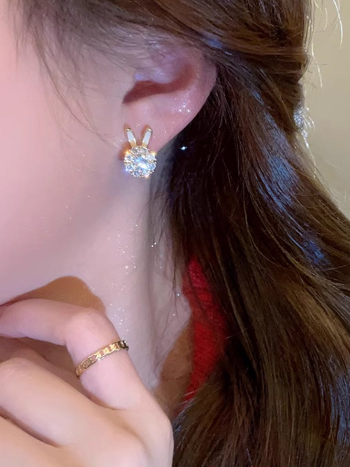 VERILADY | ぐるぐる回るうさぎ きらきらおしゃれピアス アクセサリー イヤリング