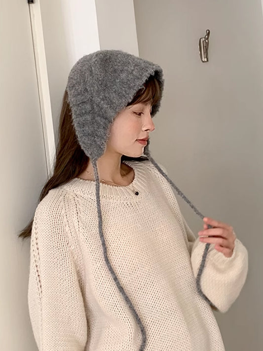 VERILADY | 猫耳ニット帽子 ニット帽 ネコ耳 暖かいニットイヤーマフ